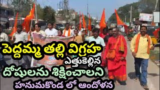 పెద్దమ్మతల్లి విగ్రహం ఎత్తుకెళ్లిన దోషులను శిక్షించాలని హనుమకొండ లో ఆందోళన