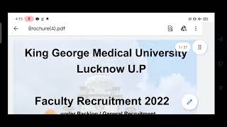 kgmu permanent clinical instructor vacancy|| kgmu assistant professor vacancy|| kgmu Lucknow