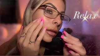 ASMR SUPER Slow Clicky Whispering Touching \u0026 Tracing My Face With A Brush \u0026 Screen Tapping