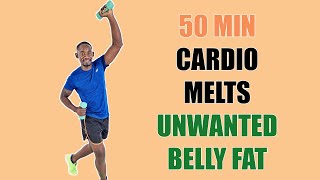 MELT UNWANTED BELLY FAT WALKING WITH WEIGHTS/ 50 Minute Cardio Workout