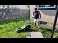 unboxing a greenworks 14” corded electric lawnmower $149