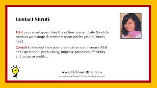 Workshops, Seminars & Online Course on Continuous Improvement by Dr Shruti Bhat