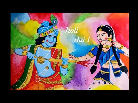 Radha Krishna Playing Holi/ Holi Festival Special Drawing And Painting ...