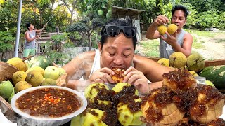 SARIWANG ANI SANTOL at MANGGANG HILAW Mukbang!!! With Spicy \u0026 Sweet Bagoong! Filipino Food. Harvest.