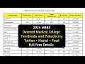 2024 Deemed Medical College Fees Details (Tamilnadu & Puducherry)