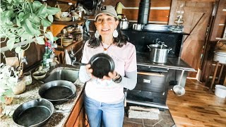 CAST IRON cooking tip no one tells you! | OFF GRID LOG CABIN