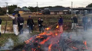 【福谷村】2018年 とんど祭り 書き初めを上げるその2（2018年1月14日(日)）