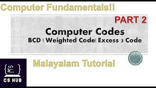 Computer Codes PART 2 | Binary Coded Decimal [BCD] | Weighted Code | Excess 3 Code| Malayalam