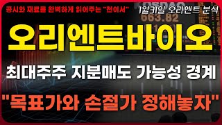 [오리엔트바이오 주가전망] 최대주주 지분 매도 가능성 경계정도만.\