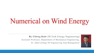 Numerical on Wind Energy