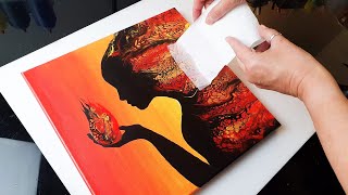 Fire Woman Swipe Tutorial - Acrylic Pouring | Experimental Painting Technique ABcreative (ASMR)