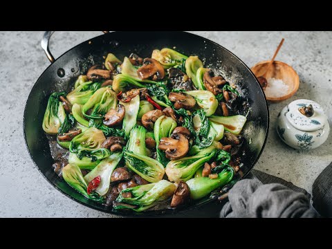 Recipe for Chinese baby pak choi with mushroom sauce