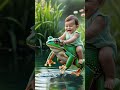 frog ride adventure baby’s splashy leap into the pond funny frogfriend