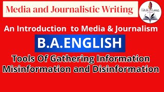 An Introduction To Media and Journalism | B.A. English | Media & Journalistic Writing |