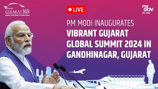 PM #Modi inaugurates #VibrantGujarat Global Summit 2024 in Gandhinagar, Gujarat