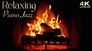 Crackling Fireplace & Relaxing Piano Jazz Music - Instrumental Piano Jazz Lounge Music Ambience