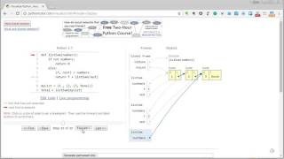 Demo of visualizing Python code execution using pythontutor.com