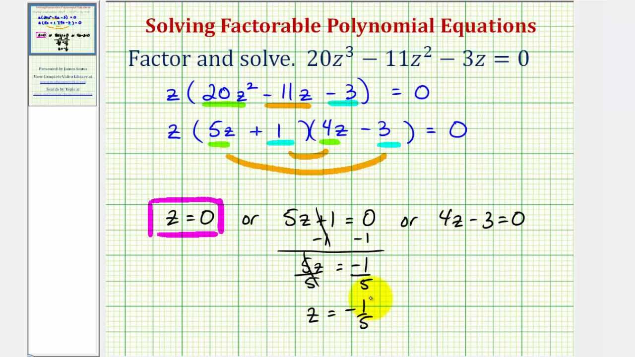 Ex: Factor And Solve A Polynomial Equation - YouTube