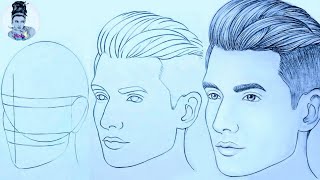 How to draw a boy face step by step for beginners/ Easy way to draw a man face/Bicky Drawing Academy