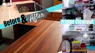 WOOD COUNTER TOPS BEFORE AND AFTER OILING / OILING A BUTCHER BLOCK COUNTERTOP / POSITIVELY AMY