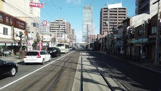 阪堺電軌 上町線　阿倍野～松虫　後方展望　Hankai Uemachi Line, Abeno to Matsumushi　(2020.12)