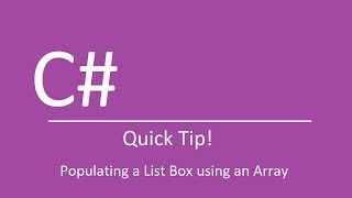 Populating a List Box using an Array