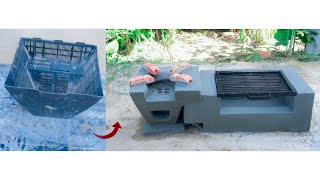 The Idea Of DIY Wood Stove To Cook And BBQ Grill From Cement And TV |Viral Construction|