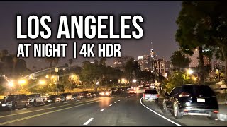 Downtown Los Angeles at Night, 4K HDR Driving Video, Road Explorer in California!!