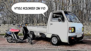 modified kei truck and moped for a kaido racer style project