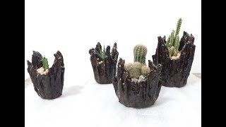 Mini vasos de toalha ou tecido para mini cactos ou suculentas