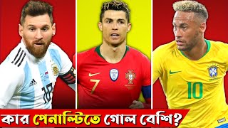 পেনাল্টিতে কার গোল বেশি? মেসি নেইমার নাকি রোনালদোর? MESSI NEYMAR RONALDO PENALTY GOALS COMPARED