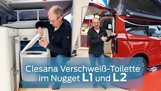 Ford Nugget 2025 Zubehör: L1 und L2 mit Clesana Toilette und Verschiebemodul