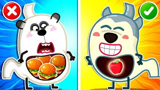 Don't Overeat! 🍎🍕Healthy VS Junkfood | Compilation Of Healthy Habits For Kids 🤩 Wolfoo Kids Cartoon