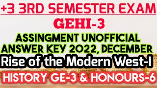 2022 December GEHI-3 |+3 3RD SEMESTER EXAM OSOU | ELECTIVE HISTORY 3