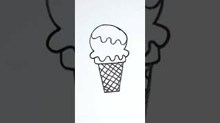 How to draw and colour cute&easy ice cream cup for kids #shorts #icecream #drawing