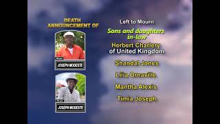 Joseph Modeste ~ Long Obituary
