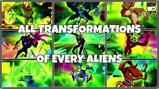 ALL TRANSFORMATIONS OF EVERY ALIENS !!! ( BEN 10 : ALIEN FORCE )