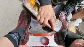 #ASMR #SHOESHINE #BOLEADA #MOCACINES COLOR #VINO #BERENJENA #RECUPERACIO #TEXURA