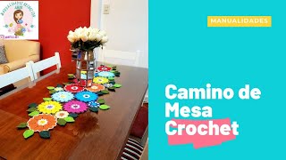 camino de mesa primaveral a crochet/ ganchillo