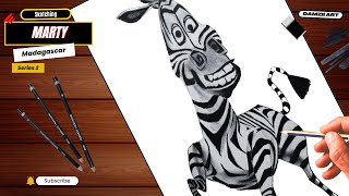 How to Draw Zebra | Marty | Step by Step | Easy Drawing | Madagascar | Series 2 | 22