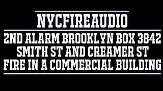 NYCFireAudio - FDNY Brooklyn 2nd Alarm Box 3842 Audio - Fire in A Factory - 6/14/18