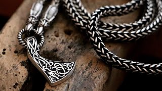 Heavy Viking Axe Silver Necklace