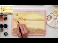 loose watercolor sunset painting with wild flowers for beginners