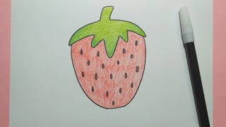 Cara Menggambar Strawberry - How To Draw Strawberry