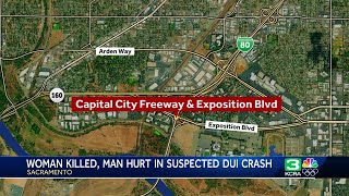 Woman killed, man hurt in suspected DUI crash on Sacramento Business 80