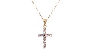 0.50ct Classic Claw Set Diamond Cross Pendant In 18K Yellow Gold