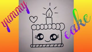 HOW TO DRAW A CUTE CAKE, STEP BY STEP, SIMPLE EASY AND KAWAII, DRAW CUTE THINGS #step #art #viral