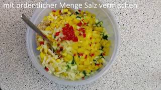 Reissalat mit schwarzen Bohnen