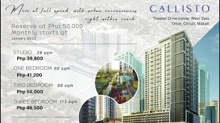 ALVEO LAND - CALLISTO | Circuit, Makati | 2 BEDROOM UNIT | Unit Area: 92 sqm. | 991 sq.