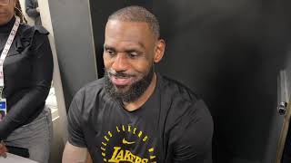 LeBron James talks after Lakers’ win over the Hornets, AD’s 40-20 game, prospect Dylan Harper